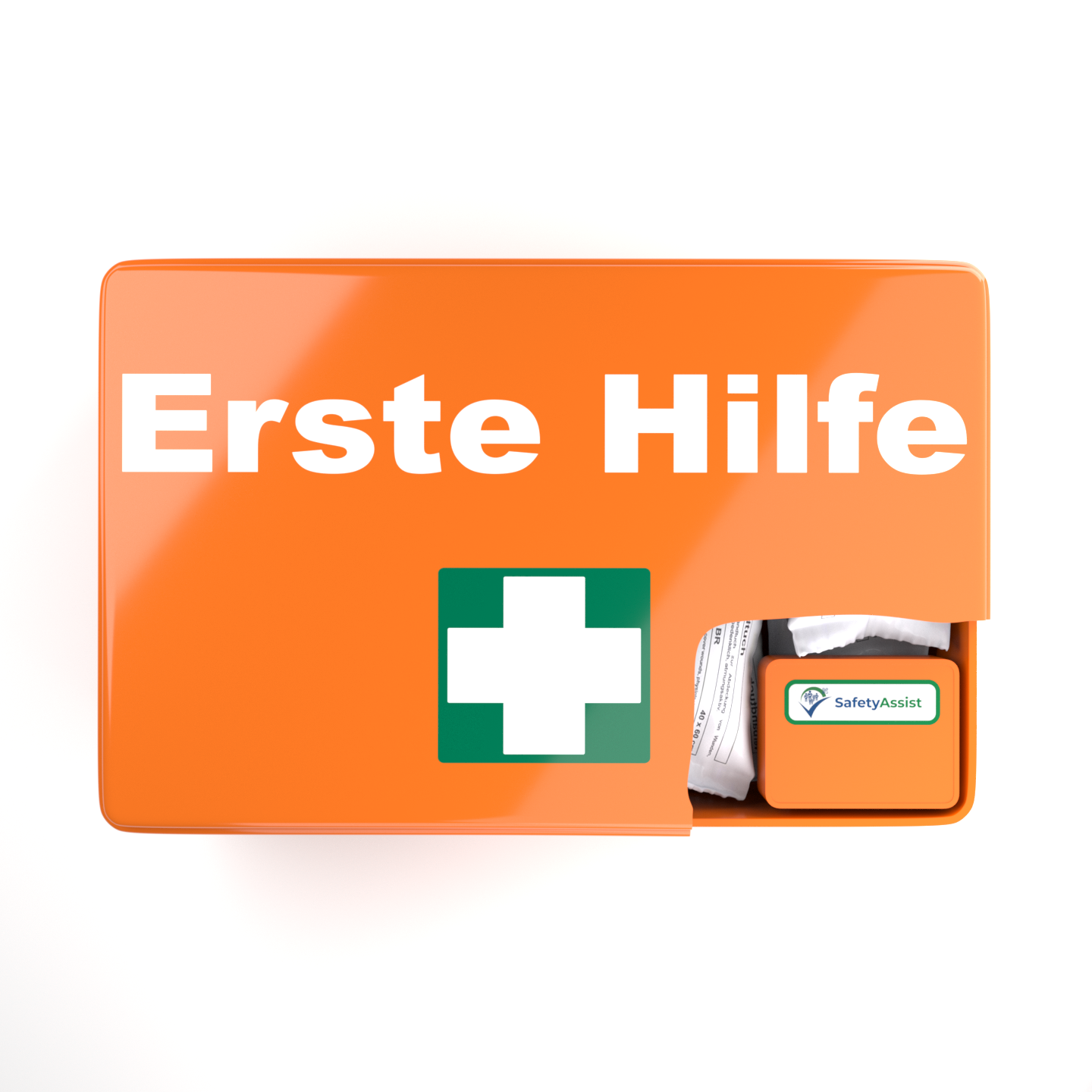 Verbandskasten mit Verbandmaterial und SafetyAssist-Sensor